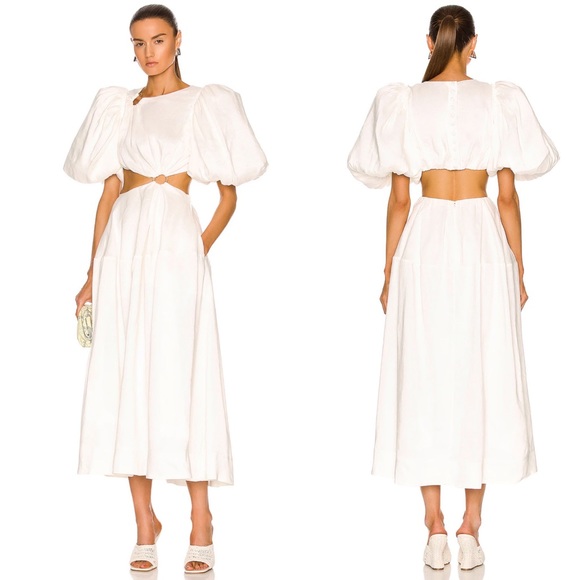 Aje Vanades Cut Out Ring white Midi Dress size US 2 NEW! New with tags! - Picture 2 of 9